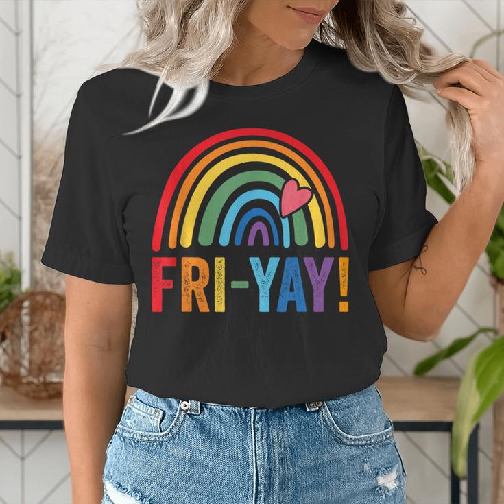 Fri-Yay Friyay Rainbow Colors Teacher Childrens Fun Designs Women's T-Shirt, funny gift Fri-Yay Friyay Rainbow Colors Teacher Childrens Fun Designs Women's T-Shirt, funny gift