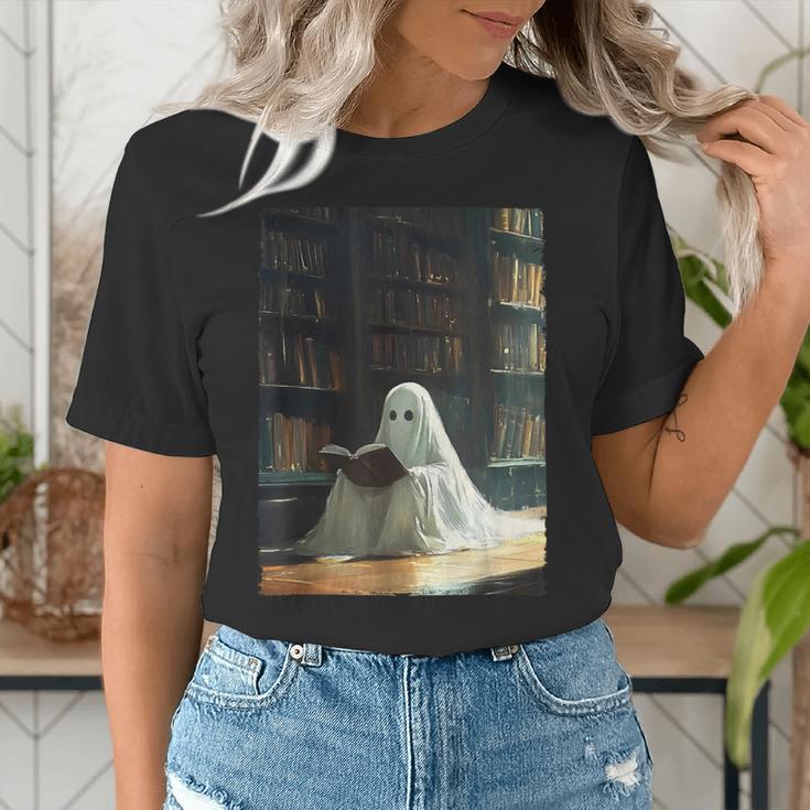 Ghost Library Halloween Book Reading Books Lover Teacher Women's T-Shirt, funny gift Ghost Library Halloween Book Reading Books Lover Teacher Women's T-Shirt, funny gift