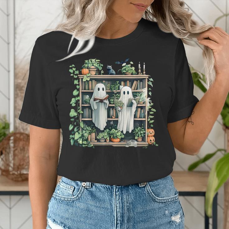 Ghost Plant Library Halloween Reading Books Teacher Vintage Women's T-Shirt, funny gift Ghost Plant Library Halloween Reading Books Teacher Vintage Women's T-Shirt, funny gift