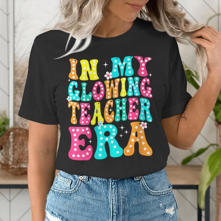In My Glowing Teacher Era Groovy Colorful Bright Women's T-Shirt, Groovy Teacher Shirts, funny gift