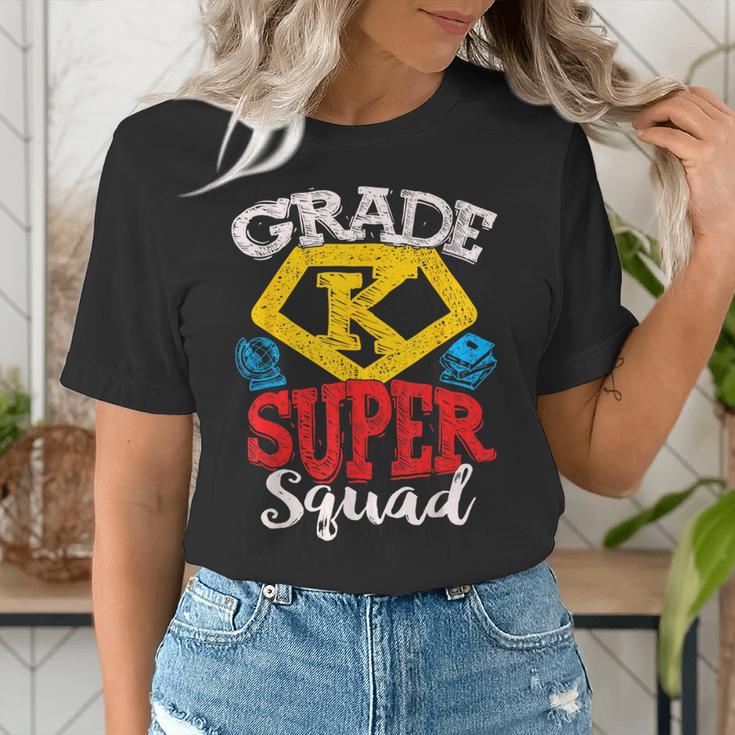 Grade K Super Squad Superhero Kindergarten Teacher Team Women's T-Shirt, Super Teacher Shirts, funny gift