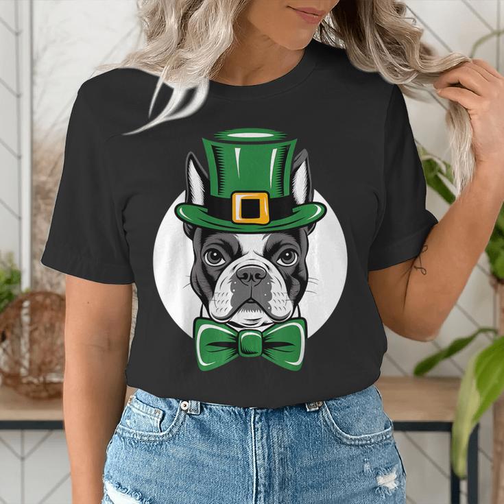 Green Boston Terrier Shamrock St Patricks Day Boston Terrier Women's T-Shirt, funny gift
