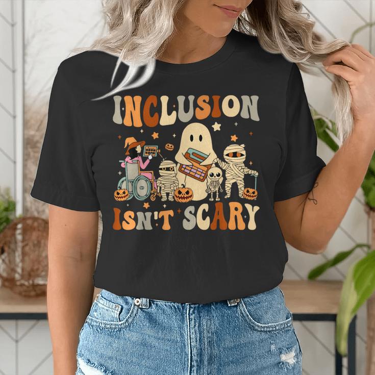 Halloween SLP Sped Teacher Groovy Inclusion Isn't Scary Women's T-Shirt, Groovy Teacher Shirts, funny gift