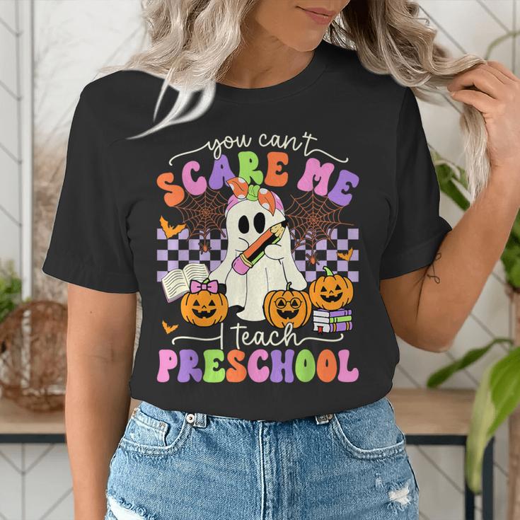 Halloween Teacher You Can't Scare Me I Teach Preschool Women's T-Shirt, funny gift