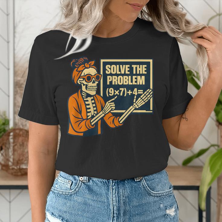 Halloween Teacher Six Seven Meme 6 7 Skeleton Spooky Costume Women's T-Shirt, funny gift Halloween Teacher Six Seven Meme 6 7 Skeleton Spooky Costume Women's T-Shirt, funny gift