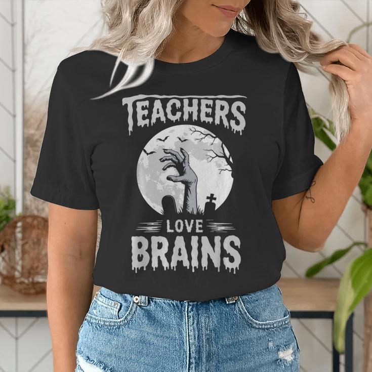 Halloween Teacher Tshirts Zombie Teachers Love Brains Women's T-Shirt, funny gift