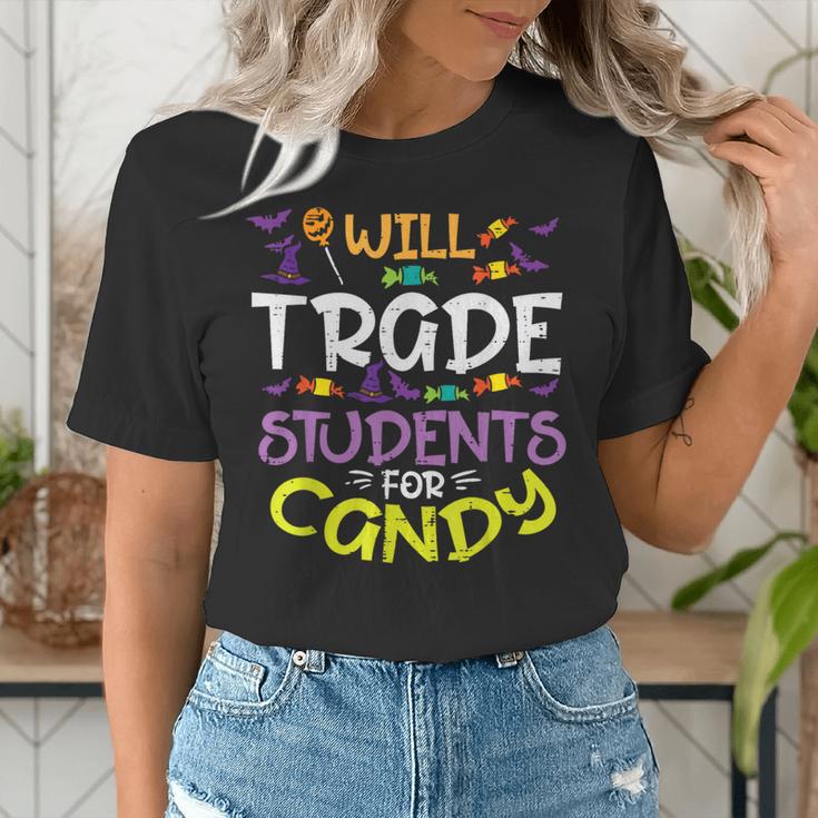 Halloween Teacher Will Trade Students For Candy Women Men Women's T-Shirt, funny gift