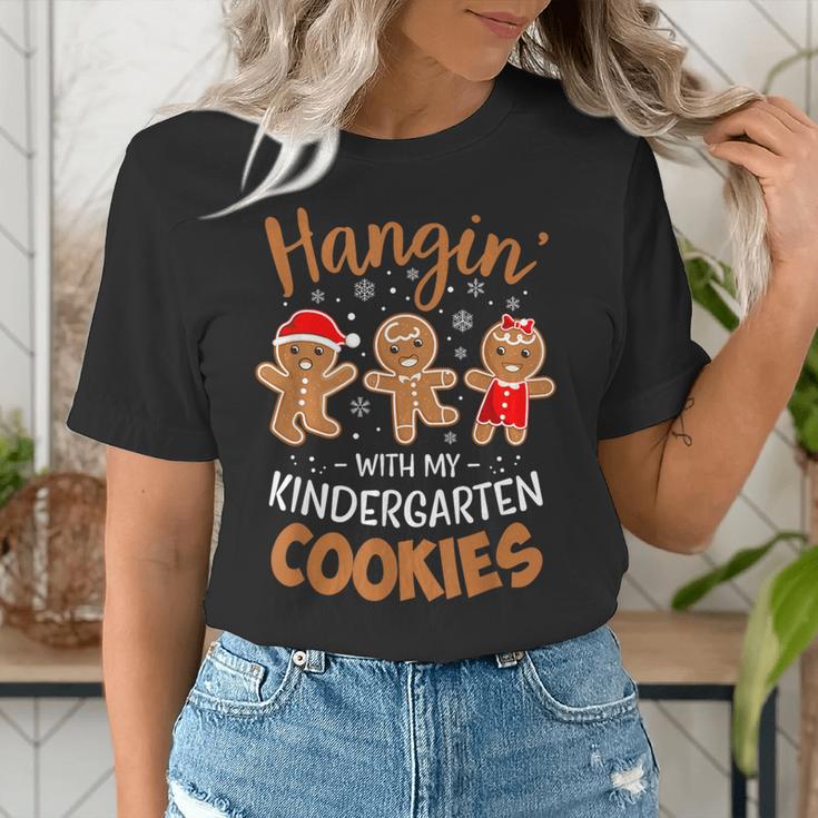 Hangin My Kindergarten Cookie Gingerbread Christmas Teacher For Men Women Kids Women's T-Shirt, funny gift