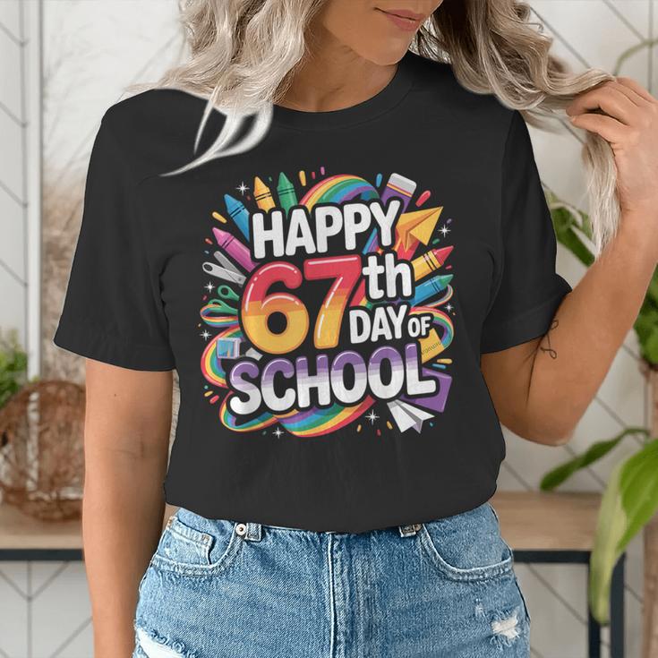 Happy 67 Days Of School Meme 100 Day Of School Teacher 6 7 Women's T-Shirt, funny gift