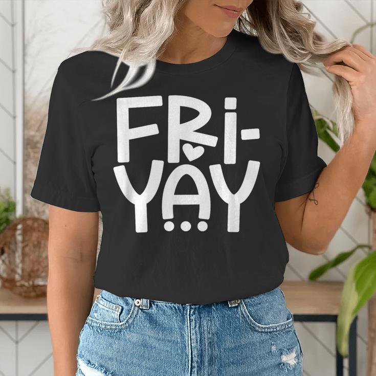 Happy Friyay Teacher Shirt Cute Teacher Fashion Fri-Yay Women's T-Shirt, funny gift