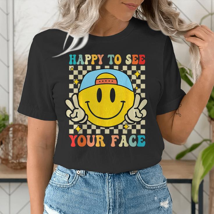 Happy To See Your Face Hippie Smile Back To School Teachers Women's T-Shirt, funny gift Happy To See Your Face Hippie Smile Back To School Teachers Women's T-Shirt, funny gift