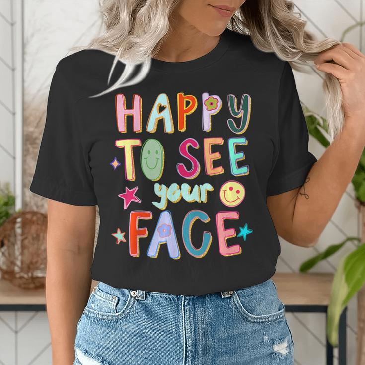 Happy To See Your Face Teacher Retro Back To School Women's T-Shirt, funny gift Happy To See Your Face Teacher Retro Back To School Women's T-Shirt, funny gift