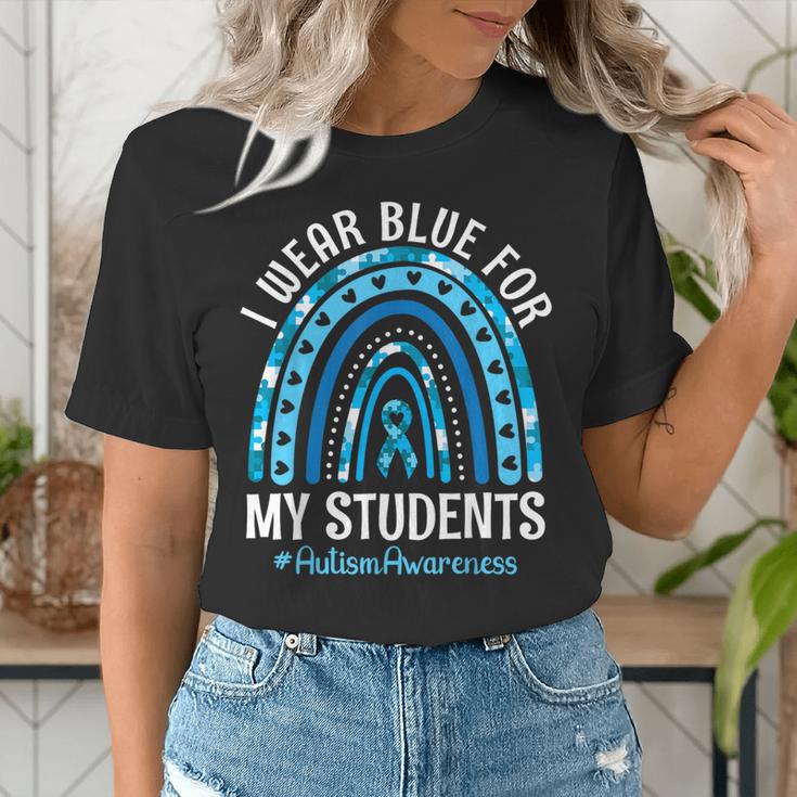 Happy Teacher I Wear Blue For My Students Autism Awareness Women's T-Shirt, funny gift Happy Teacher I Wear Blue For My Students Autism Awareness Women's T-Shirt, funny gift