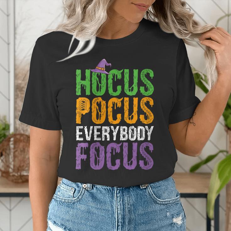 Hocus Pocus Everybody Focus Teacher Halloween Women's T-Shirt, funny gift