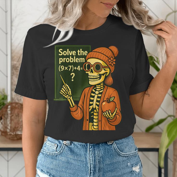 HUGvyn Halloween Skeleton Six Seven 67 Meme PEMDAS Teacher Women's T-Shirt, funny gift HUGvyn Halloween Skeleton Six Seven 67 Meme PEMDAS Teacher Women's T-Shirt, funny gift