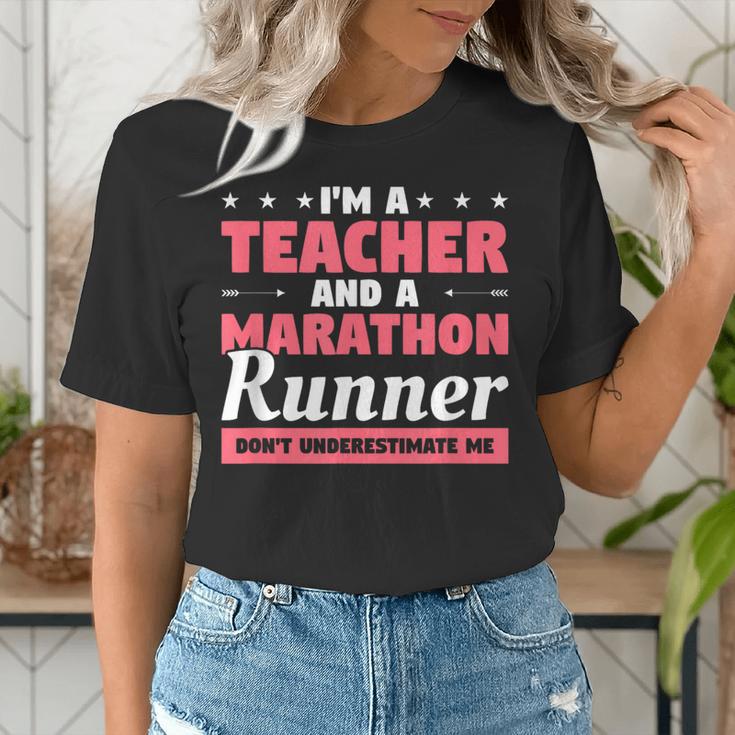 I'm A Teacher And A Marathon Runner Don't Underestimate Me Men Women Women's T-Shirt, funny gift I'm A Teacher And A Marathon Runner Don't Underestimate Me Men Women Women's T-Shirt, funny gift