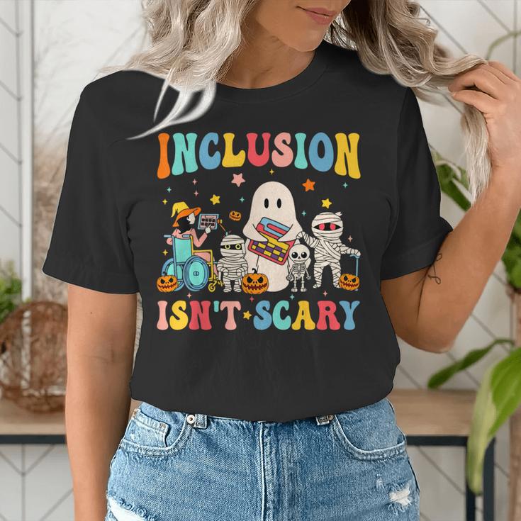 Inclusion Isn't Scary SLP Halloween Sped Teacher Therapy Women's T-Shirt, funny gift