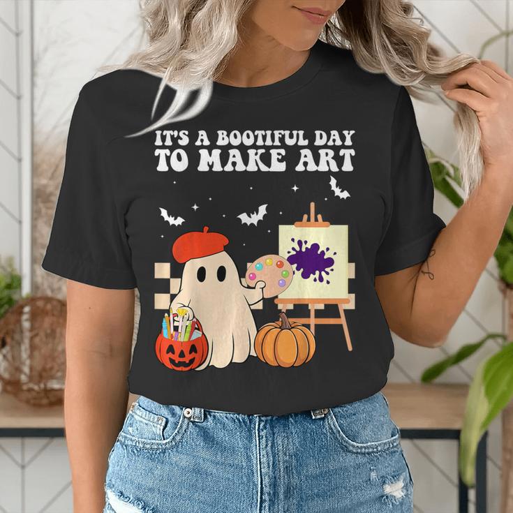 It's A Bootiful Day To Make Art Groovy Art Teacher Halloween Women's T-Shirt, Groovy Teacher Shirts, funny gift It's A Bootiful Day To Make Art Groovy Art Teacher Halloween Women's T-Shirt, Groovy Teacher Shirts, funny gift