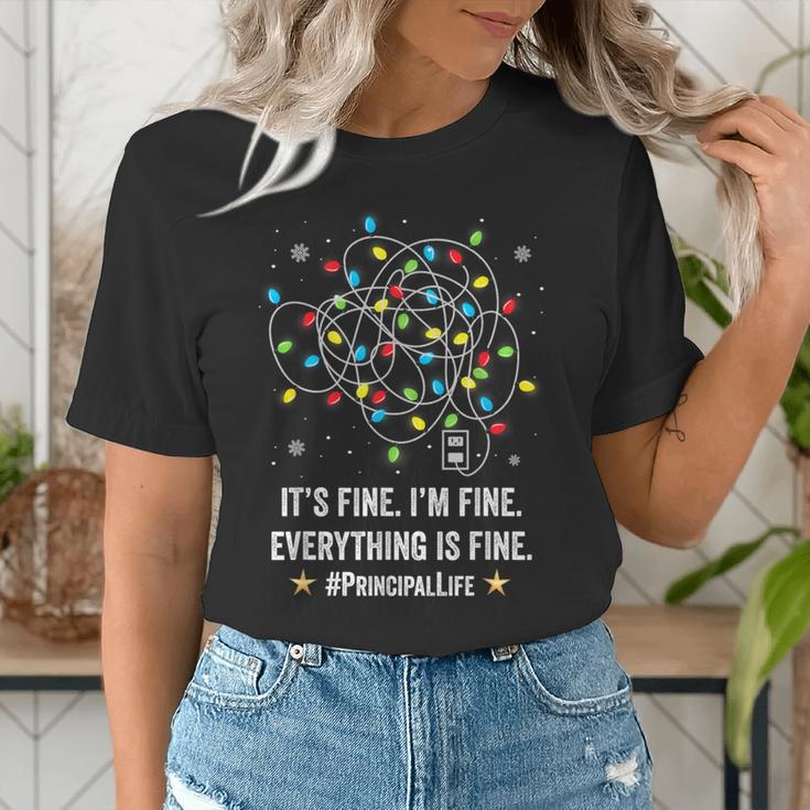 It's Fine I'm Fine Christmas Light Principal Teacher Xmas Men Women Women's T-Shirt, funny gift