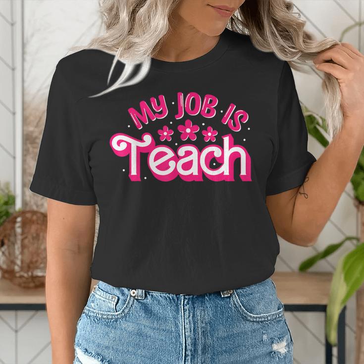 My Job Is Teach Pink Retro Female Teacher Life Women Women's T-Shirt, funny gift My Job Is Teach Pink Retro Female Teacher Life Women Women's T-Shirt, funny gift
