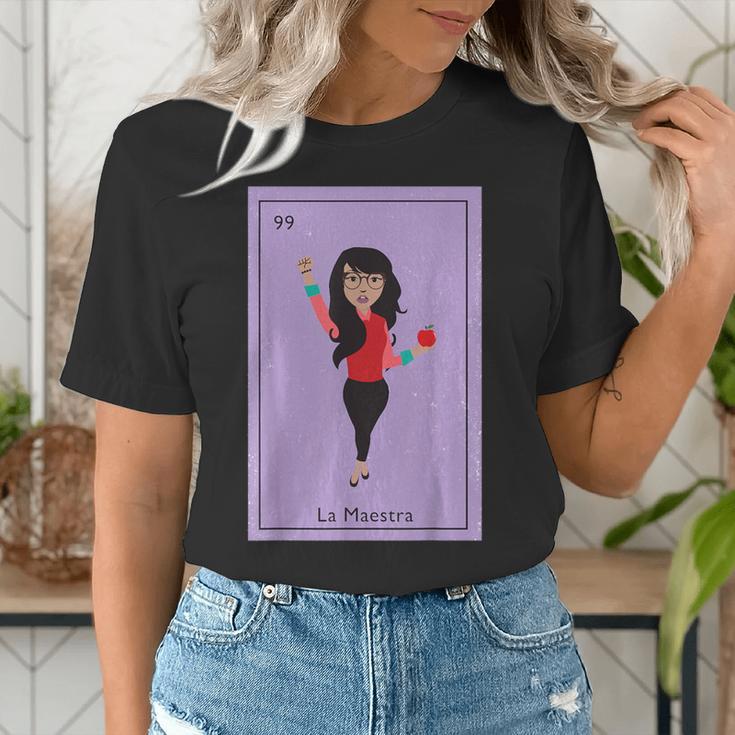 La Maestra Mexican Bingo Card Teacher Lottery Card Women's T-Shirt, funny gift