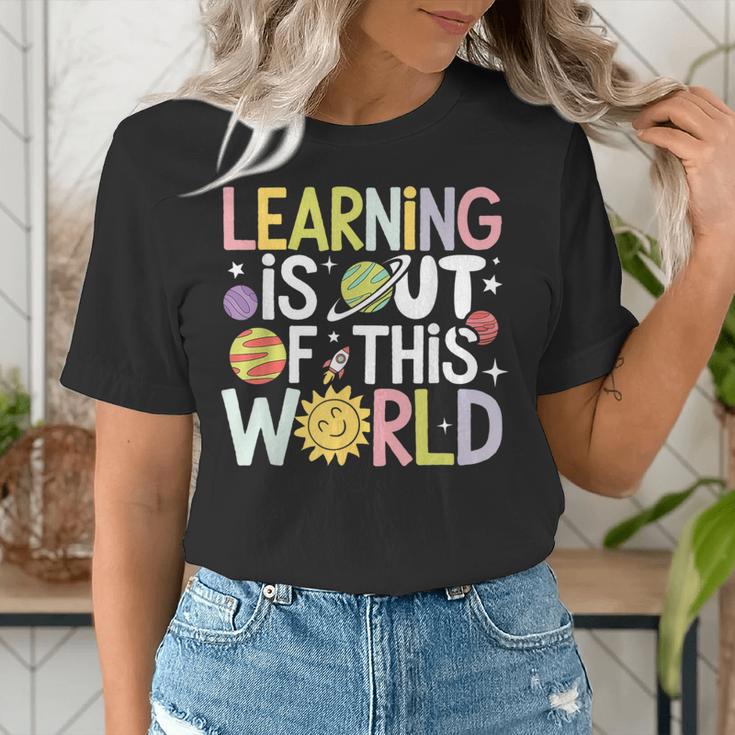 Learning Is Out Of This World Space Teacher Cute Groovy Women's T-Shirt, Groovy Teacher Shirts, funny gift Learning Is Out Of This World Space Teacher Cute Groovy Women's T-Shirt, Groovy Teacher Shirts, funny gift
