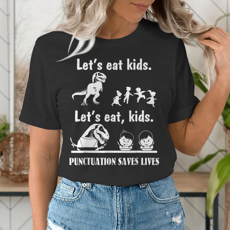 Let's Eat Kids Fun Dinosaurs Grammar Teacher Women's T-Shirt, funny gift Let's Eat Kids Fun Dinosaurs Grammar Teacher Women's T-Shirt, funny gift