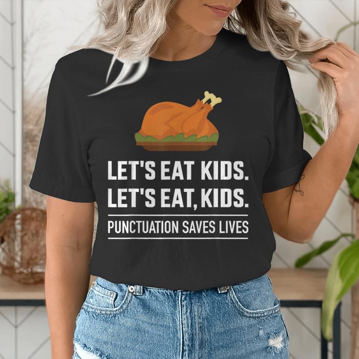Let's Eat Kids Grammar For Thanksgiving Teacher Women's T-Shirt, funny gift Let's Eat Kids Grammar For Thanksgiving Teacher Women's T-Shirt, funny gift