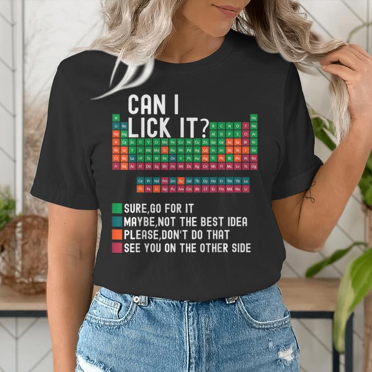 Can I Lick It Periodic Table Science Teacher Chemistry Women's T-Shirt, Science Teacher Shirts, funny gift