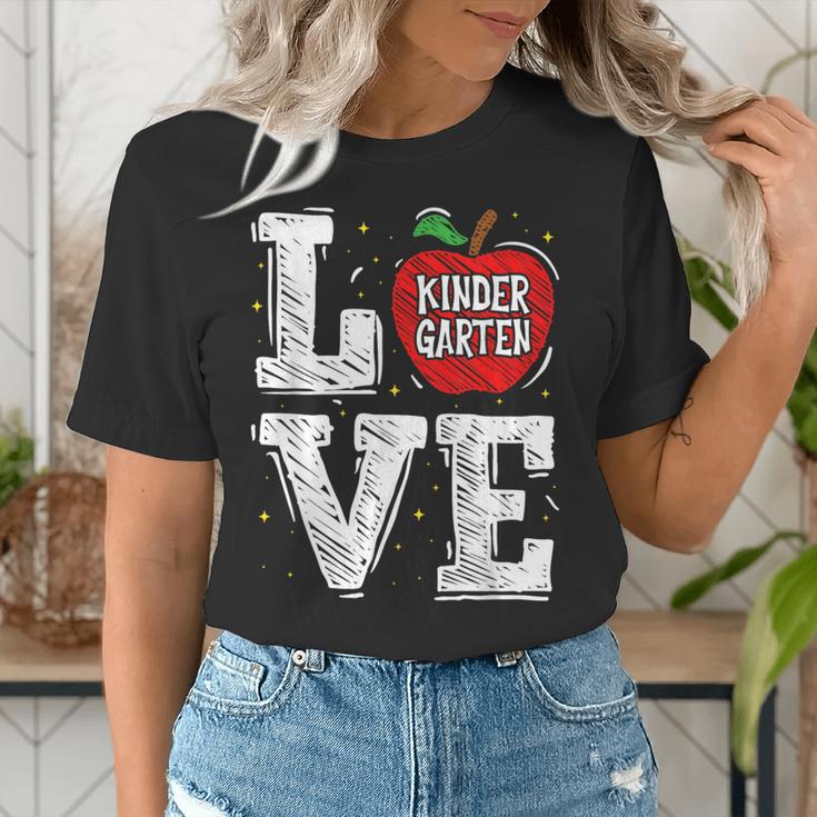 LOVE Kindergarten Teacher Student School Apple Women's T-Shirt, funny gift LOVE Kindergarten Teacher Student School Apple Women's T-Shirt, funny gift