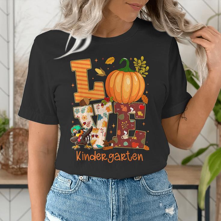 Love Kindergarten Teacher Turkey Thanksgiving Autumn Fall Women's T-Shirt, funny gift Love Kindergarten Teacher Turkey Thanksgiving Autumn Fall Women's T-Shirt, funny gift