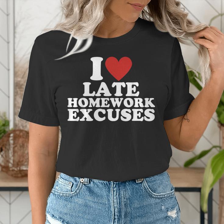I Love Late Homework Excuses Sarcastic Teacher Lie For Men Women Women's T-Shirt, funny gift I Love Late Homework Excuses Sarcastic Teacher Lie For Men Women Women's T-Shirt, funny gift