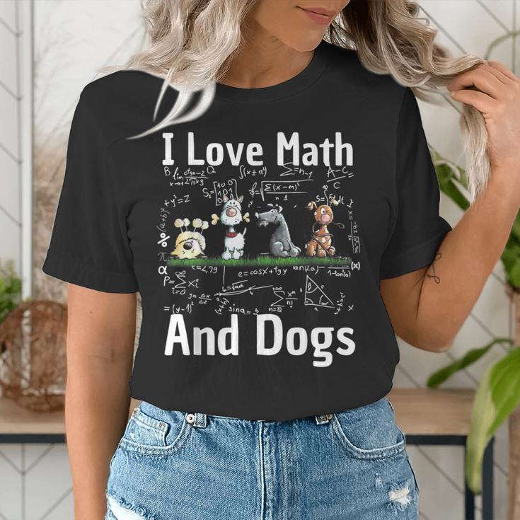 I Love Maths And Dogs Puppy Dog Lover Teacher Student Women's T-Shirt, funny gift