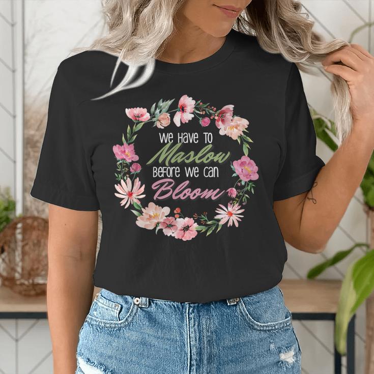 Maslow Before Blooms SPED Teacher School Psychologist Retro Men Women Women's T-Shirt, funny gift