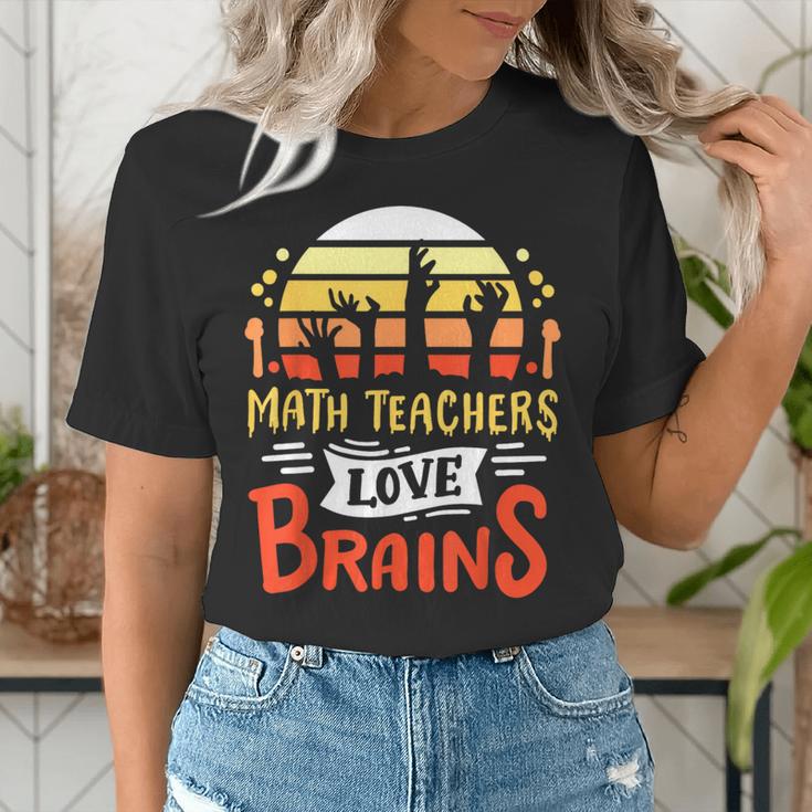 Math Teachers Love Brains Halloween Costume Zombie For Men Women Women's T-Shirt, funny gift