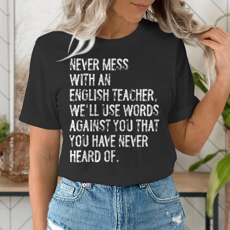 Never Mess With An English Teacher Back To School Women's T-Shirt, English Teacher Shirts, funny gift