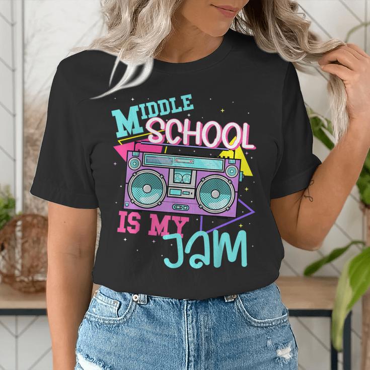 Middle School Is My Jam Cute Teacher Shirt 80's 90's Styl Women's T-Shirt, funny gift