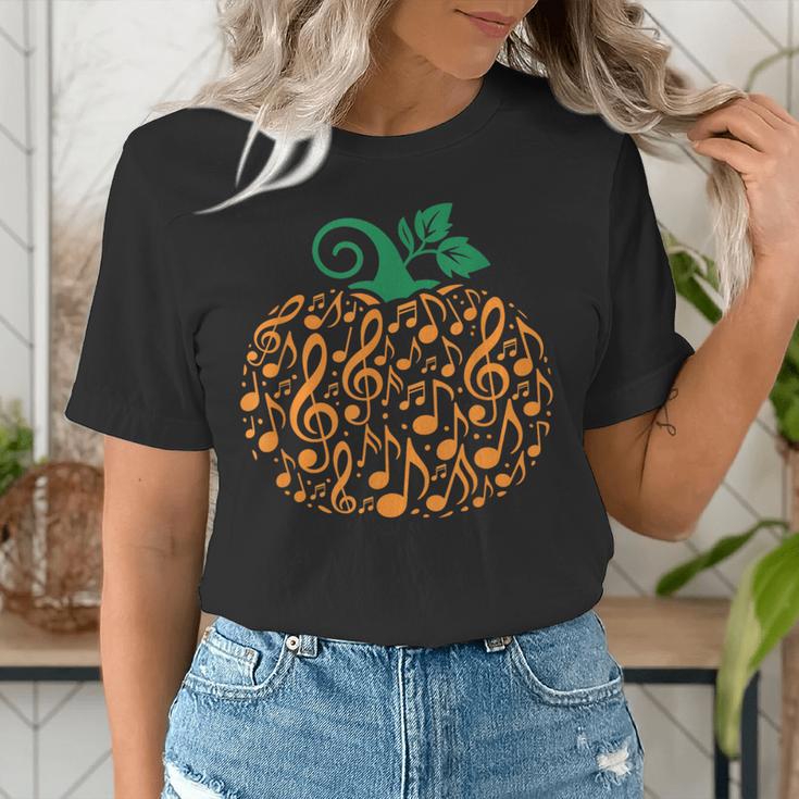 Music Notes Pumpkin Music Teacher Halloween Women's T-Shirt, funny gift