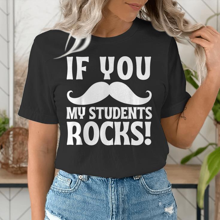 If You Mustache My Students Rock Teacher Mustache Women's T-Shirt, funny gift