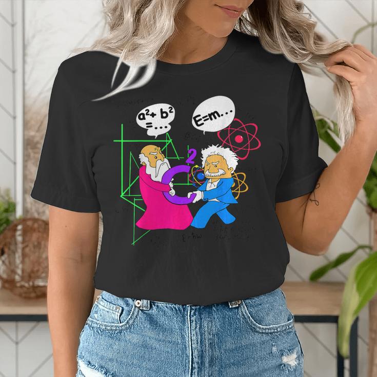 Nerdy Pythagoras Fighting Over C Squared Math Teacher Women's T-Shirt, funny gift Nerdy Pythagoras Fighting Over C Squared Math Teacher Women's T-Shirt, funny gift