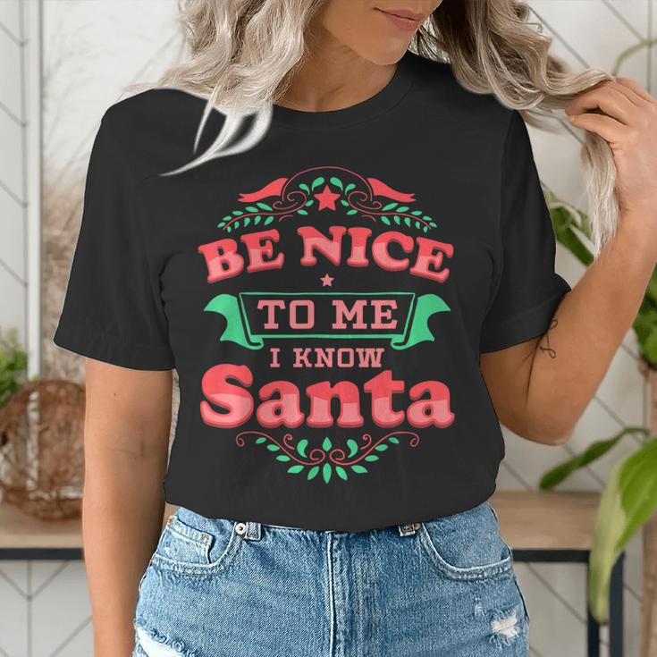 Be Nice To Me I Know Santa Teacher Christmas Men Women Women's T-Shirt, funny gift
