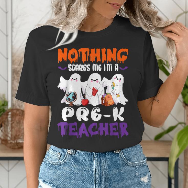Nothing Scares Me I'm A Pre-K Teacher Halloween Ghosts Women's T-Shirt, funny gift