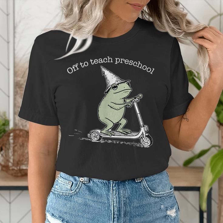 Off To Teach Preschool Pre-K Teacher Back To School Frog Women's T-Shirt, funny gift
