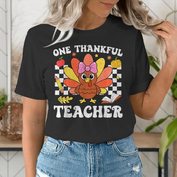 One Thankful Teacher Turkey Thanksgiving Teaching Women's T-Shirt, funny gift