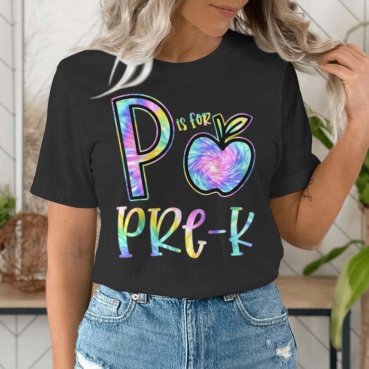 P Is For Pre-K Preschool Teacher Tie Dye Back To School Women's T-Shirt, funny gift