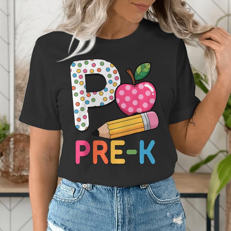 P Is For Pre K Teacher Student Pencil Apple Back To School Women's T-Shirt, funny gift P Is For Pre K Teacher Student Pencil Apple Back To School Women's T-Shirt, funny gift