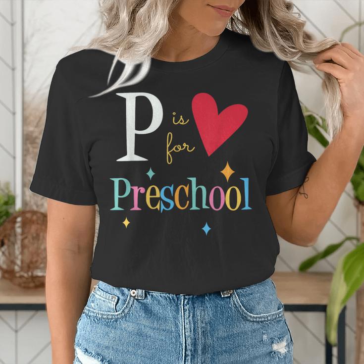 P Is For Preschool Teacher Student Back To School Women's T-Shirt, funny gift P Is For Preschool Teacher Student Back To School Women's T-Shirt, funny gift