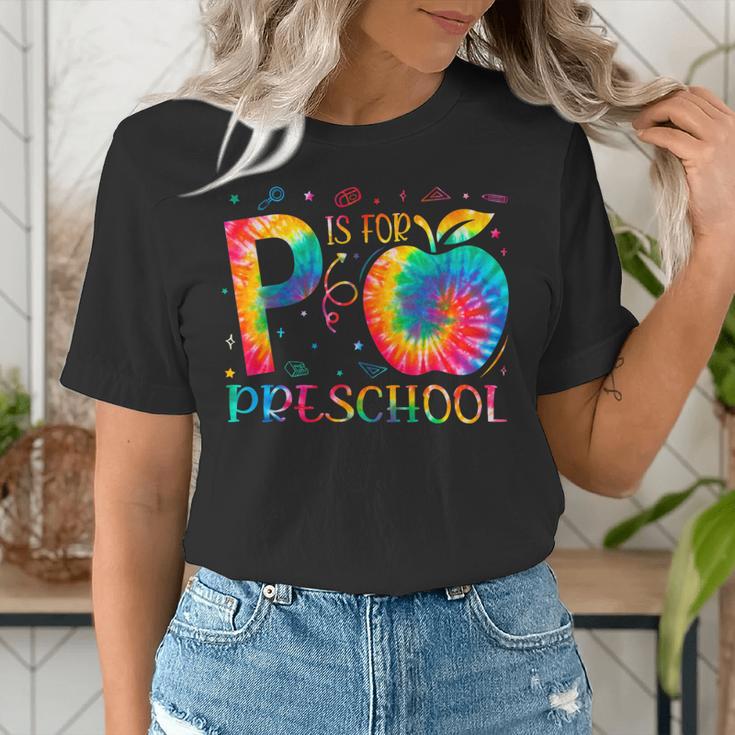 P Is For Preschool Tie Dye Back To School Teacher Men Women Girls Kids Women's T-Shirt, funny gift