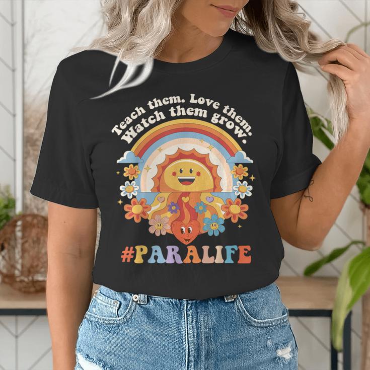 Paraprofessional Para Life Sun Flower Teacher Back To School Women's T-Shirt, funny gift