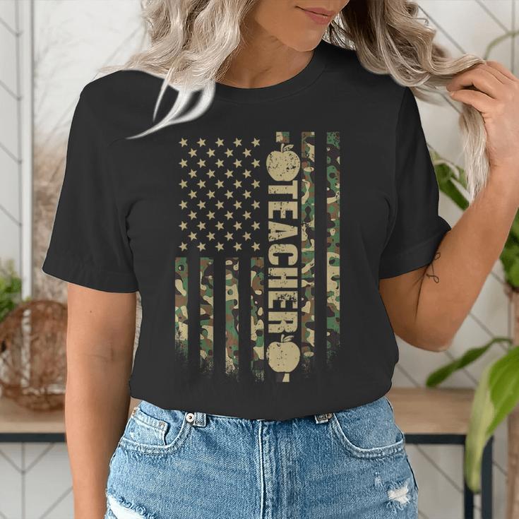 Patriotic Teacher American Flag Camouflage 4th Of July Camo Women's T-Shirt, funny gift Patriotic Teacher American Flag Camouflage 4th Of July Camo Women's T-Shirt, funny gift